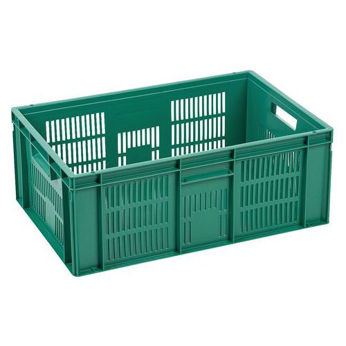 Plastikowe skrzynki Euro Manutan Expert z perforowanymi ściankami, zielone, 400 x 600 mm, 28 - 60 l