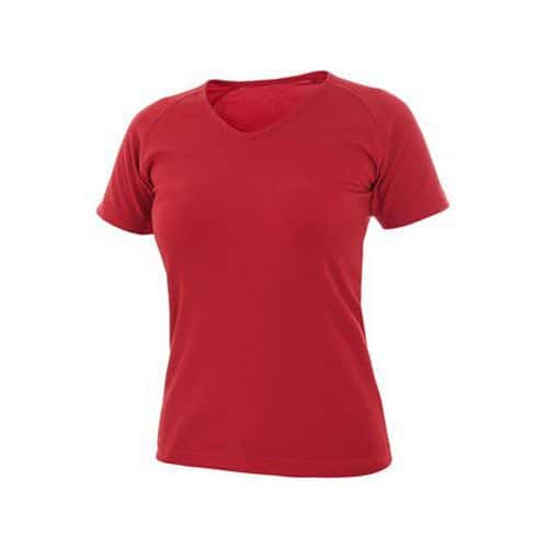 Koszulka ELLA, damska, V dekolt, krótki rękaw, kolor czerwony
