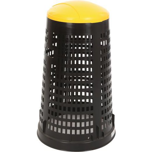 Okrągły perforowany plastikowy kosz na śmieci Ruff – 110 l – Vepabins