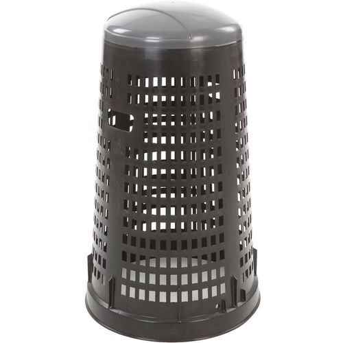 Okrągły perforowany plastikowy kosz na śmieci Ruff – 110 l – Vepabins
