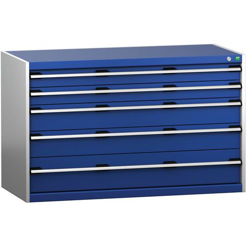 Warsztatowe szafki z szufladami Bott Cubio 200, 80 x 130 x 65-75 cm, 5 szuflad