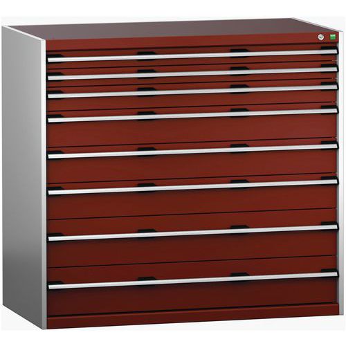 Szafki warsztatowe z szufladami Bott Cubio 200, 120 x 130 x 65-75 cm, 8 szuflad