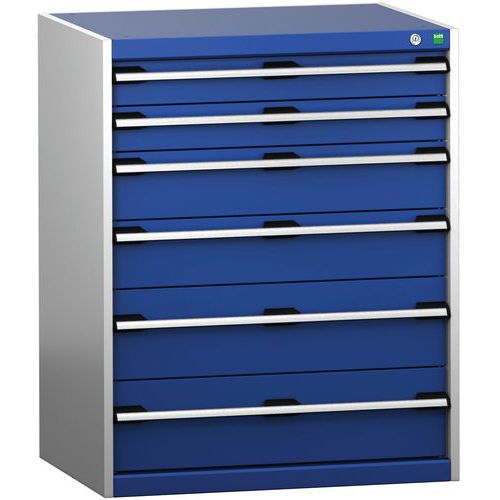 Szafki warsztatowe z szufladami Bott Cubio 200, 100 x 80 x 65-75 cm, 6 szuflad