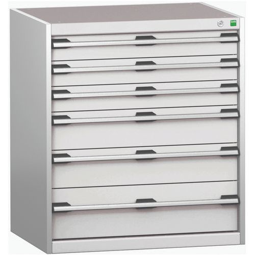 Szafki warsztatowe z szufladami Bott Cubio 200, 90 x 80 x 65-75 cm, 6 szuflad