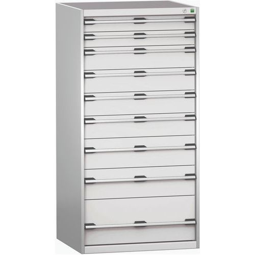 Szuflady warsztatowe Bott Cubio 200, 160 x 80 x 65-75 cm, 9 szuflad