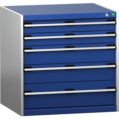 Szafki warsztatowe z szufladami Bott Cubio 200, 80 x 80 x 65-75 cm, 5 szuflad