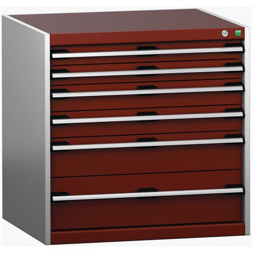 Szafki warsztatowe z szufladami Bott Cubio 200, 80 x 80 x 65-75 cm, 6 szuflad