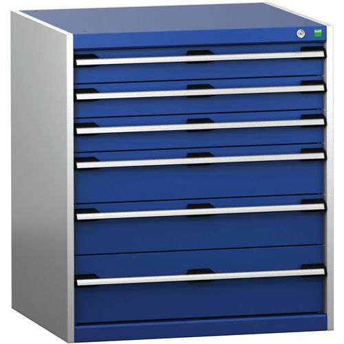 Szafki warsztatowe z szufladami Bott Cubio 200, 90 x 80 x 65-75 cm, 6 szuflad