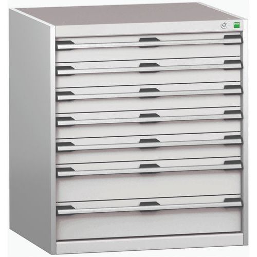 Szafki warsztatowe z szufladami Bott Cubio 200, 90 x 80 x 65-75 cm, 7 szuflad