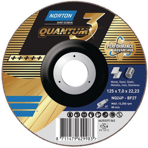 Ściernice do metalu Norton Quantum 3 o średnicy 125 i 230 mm Ściernice do metalu Norton Quantum 3 o średnicy 125 i 230 mm