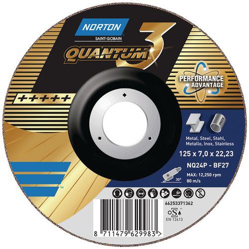 Ściernice do metalu Norton Quantum 3 o średnicy 125 i 230 mm Ściernice do metalu Norton Quantum 3 o średnicy 125 i 230 mm