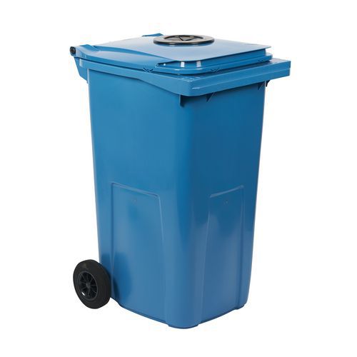 Plastikowe pojemniki na odpady segregowane, zewnętrzne, z otworem, pojemność 240 l