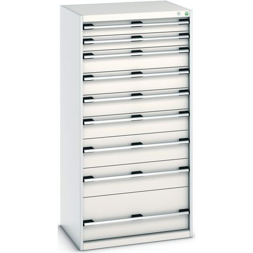 Szuflady warsztatowe Bott Cubio 200, 160 x 80 x 65-75 cm, 9 szuflad