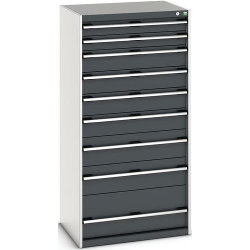 Szuflady warsztatowe Bott Cubio 200, 160 x 80 x 65-75 cm, 9 szuflad
