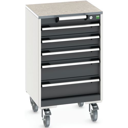 Komoda mobilna Bott Cubio, 89 x 52,5 x 52,5 cm, 5 szuflad, multipleks/linoleum/mat