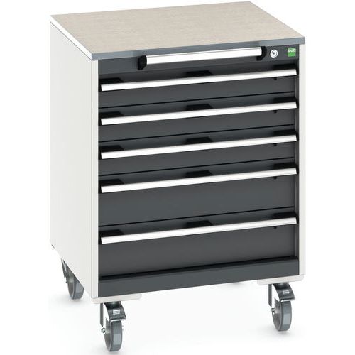 Komoda mobilna Bott Cubio, 89 x 65 x 65 cm, 5 szuflad, multipleks/linoleum/mata