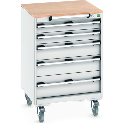 Komoda mobilna Bott Cubio, 99 x 65 x 65 cm, 5 szuflad, multipleks/linoleum/mata
