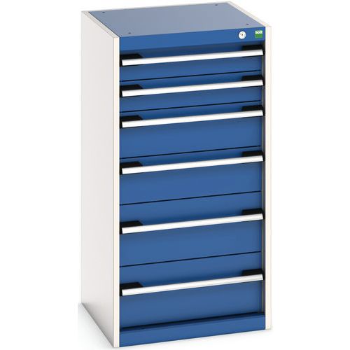 Warsztatowe szafki z szufladami Bott Cubio, 100 x 52,5 x 52,5-65 cm, 6 szuflad