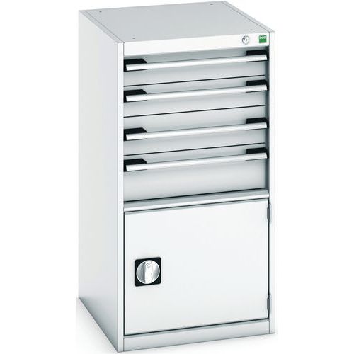 Warsztatowe szafki z szufladami Bott Cubio, 100 x 52,5 x 52,5-65 cm, 4 szuflady, 1 szafka