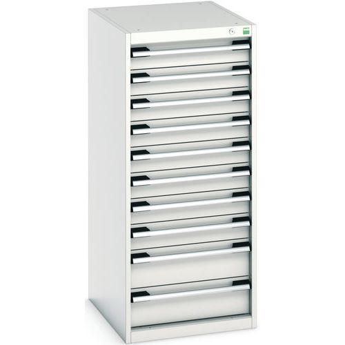 Warsztatowe szafki z szufladami Bott Cubio, 120 x 52,5 x 52,5-65 cm, 10 szuflad