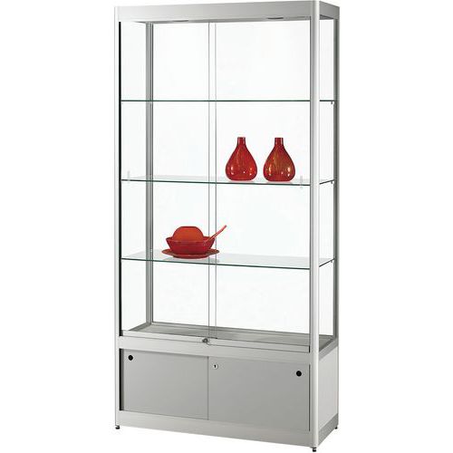 Szklane gabloty produktowe z obszarem do przechowywania przedmiotów Manutan Expert, 200 x 100 x 40 cm Szklane gabloty produktowe z obszarem do przechowywania przedmiotów Manutan Expert, 200 x 100 x 40 cm