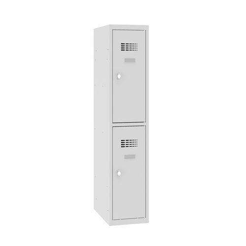 Niższe szafki szatniowe szkolne, 2 przedziały, 300 mm, zamek obrotowy