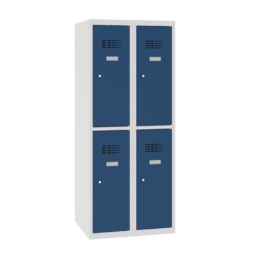 Niższe szafki szatniowe szkolne, 4 przedziały, 300 mm, zamek cylindryczny