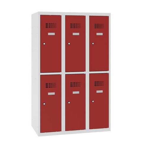 Niższe szafki szatniowe szkolne, 6 przedziałów, 300 mm, zamek cylindryczny