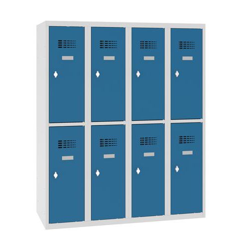 Szafki szkolne obniżone, 8 przegródek, 300 mm, zamek obrotowy