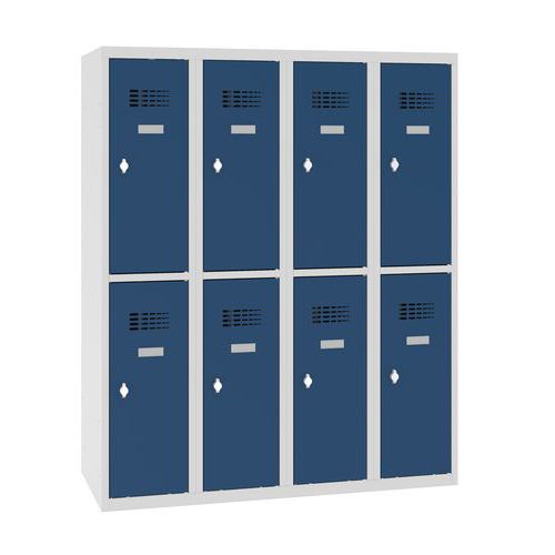 Szafki szkolne obniżone, 8 przegródek, 300 mm, zamek obrotowy