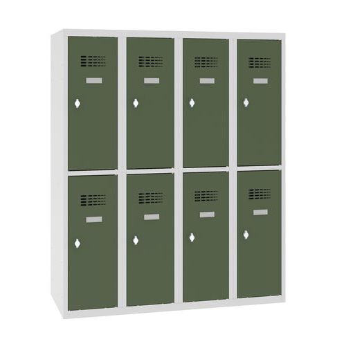 Szafki szkolne obniżone, 8 przegródek, 300 mm, zamek obrotowy