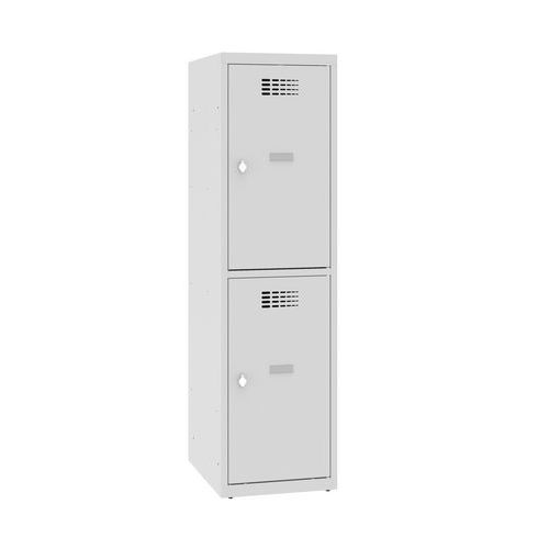 Niższe szafki szatniowe szkolne, 2 przedziały, 400 mm, zamek obrotowy