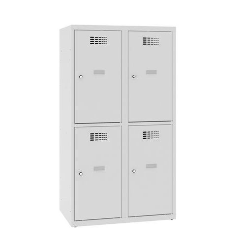 Niższe szafki szatniowe szkolne, 4 przedziały, 400 mm, zamek cylindryczny