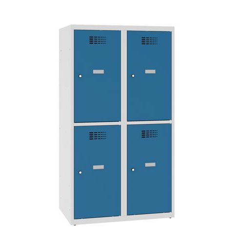 Niższe szafki szatniowe szkolne, 4 przedziały, 400 mm, zamek cylindryczny