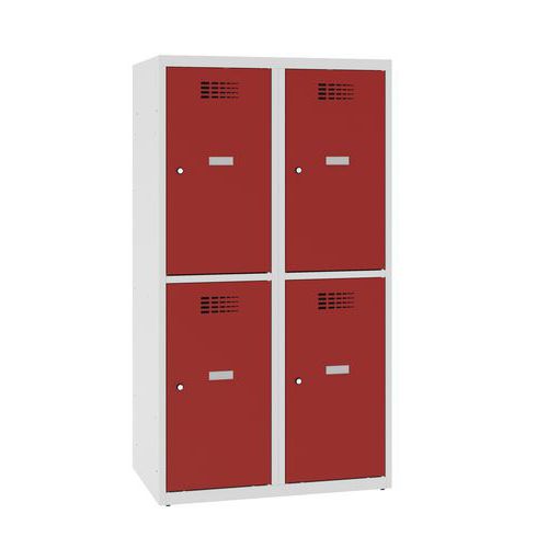 Niższe szafki szatniowe szkolne, 4 przedziały, 400 mm, zamek cylindryczny