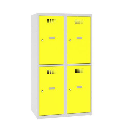 Niższe szafki szatniowe szkolne, 4 przedziały, 400 mm, zamek cylindryczny