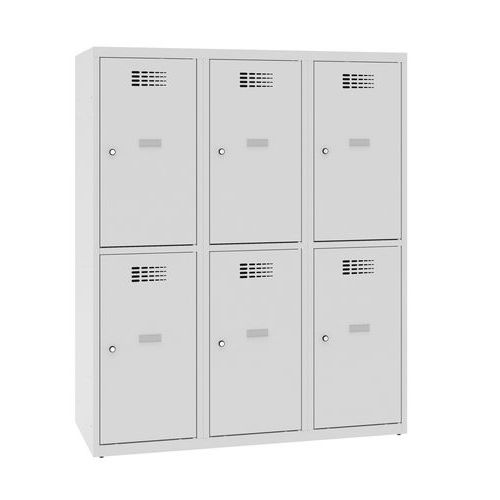 Niższe szafki szatniowe szkolne, 6 przedziałów, 400 mm, zamek cylindryczny
