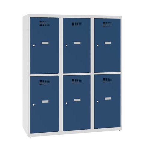Niższe szafki szatniowe szkolne, 6 przedziałów, 400 mm, zamek cylindryczny