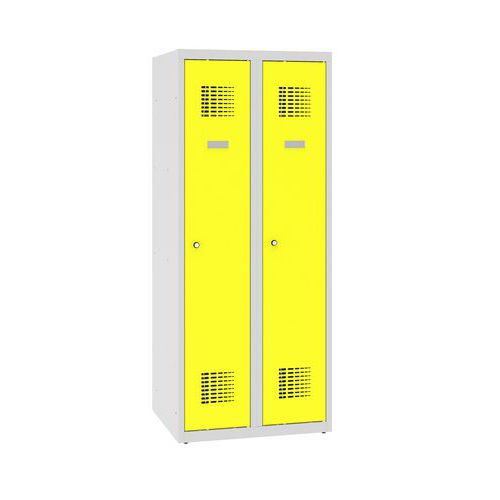Niższe szafki szatniowe szkolne, 2 słupki, 300 mm, zamek cylindryczny