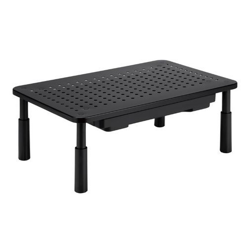 Podstawka pod monitor z szufladką Powerton, nośność 20 kg, czarna