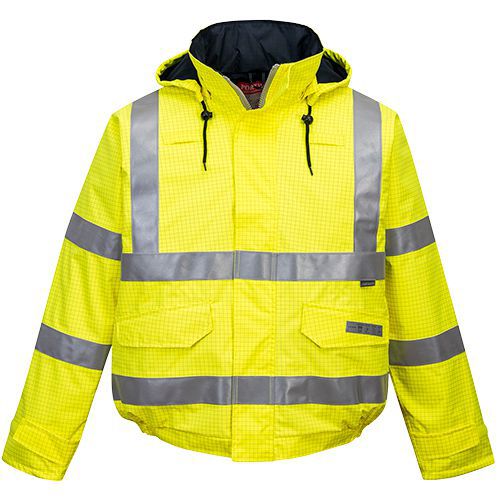 Trudnopalna kurtka ostrzegawcza i  antystatyczna Bomber Bizflame Rain, żółty