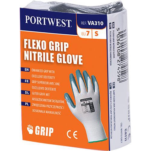 Rękawica nitrylowa Grip Flexo do urządzeń wydających, biały/szary