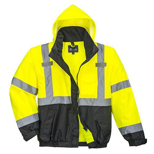 Kurtka ostrzegawcza Bomber 3 w 1 Premium, czarny/żółty