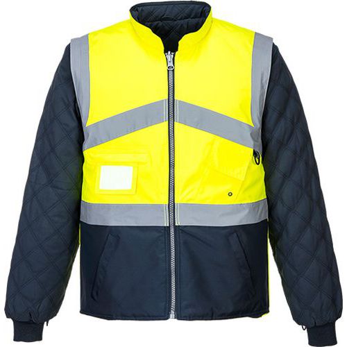 Dwustronna kurtka ostrzegawcza kontrastowa, niebieski/żółty