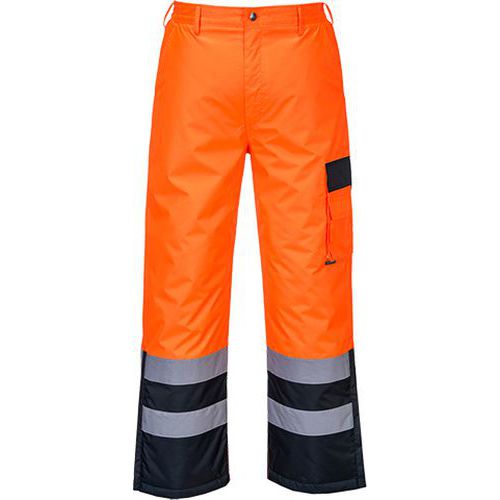 Dwukolorowe spodnie ostrzegawcze ocieplane, niebieski/pomarańczowy