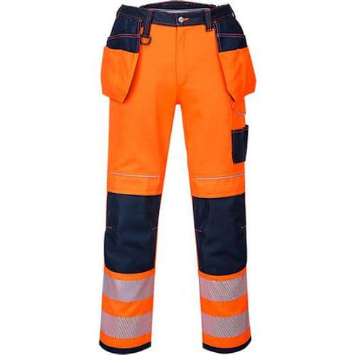 Spodnie ostrzegawcze PW3, niebieski/pomarańczowy