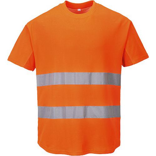 Ostrzegawczy T-shirt z panelami z siatki, pomarańczowy