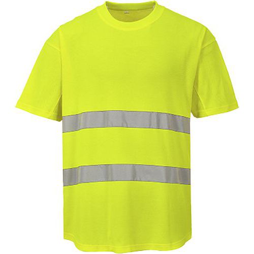 Ostrzegawczy T-shirt z panelami z siatki, żółty
