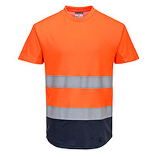 Dwukolorowy t-shirt siatkowy, niebieski/pomarańczowy