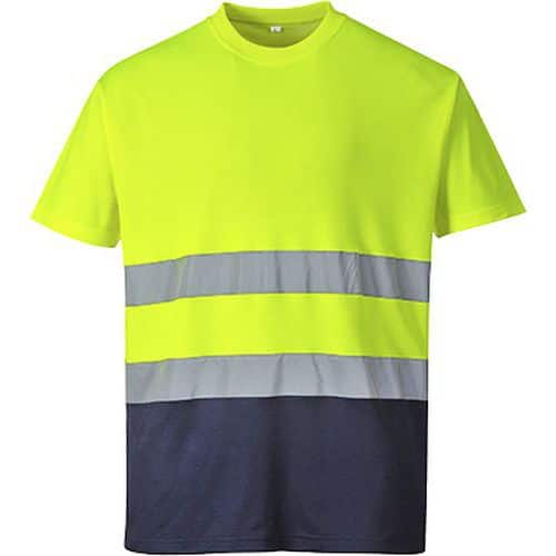 T-shirt dwukolorowy ostrzegawczy Cotton Comfort, niebieski/żółty